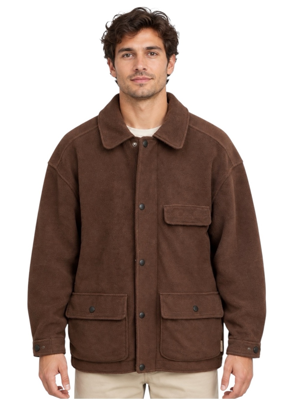 Vintage London Fog Brown Fleece Utility Jacket Men’s Size Medium Fully Lined